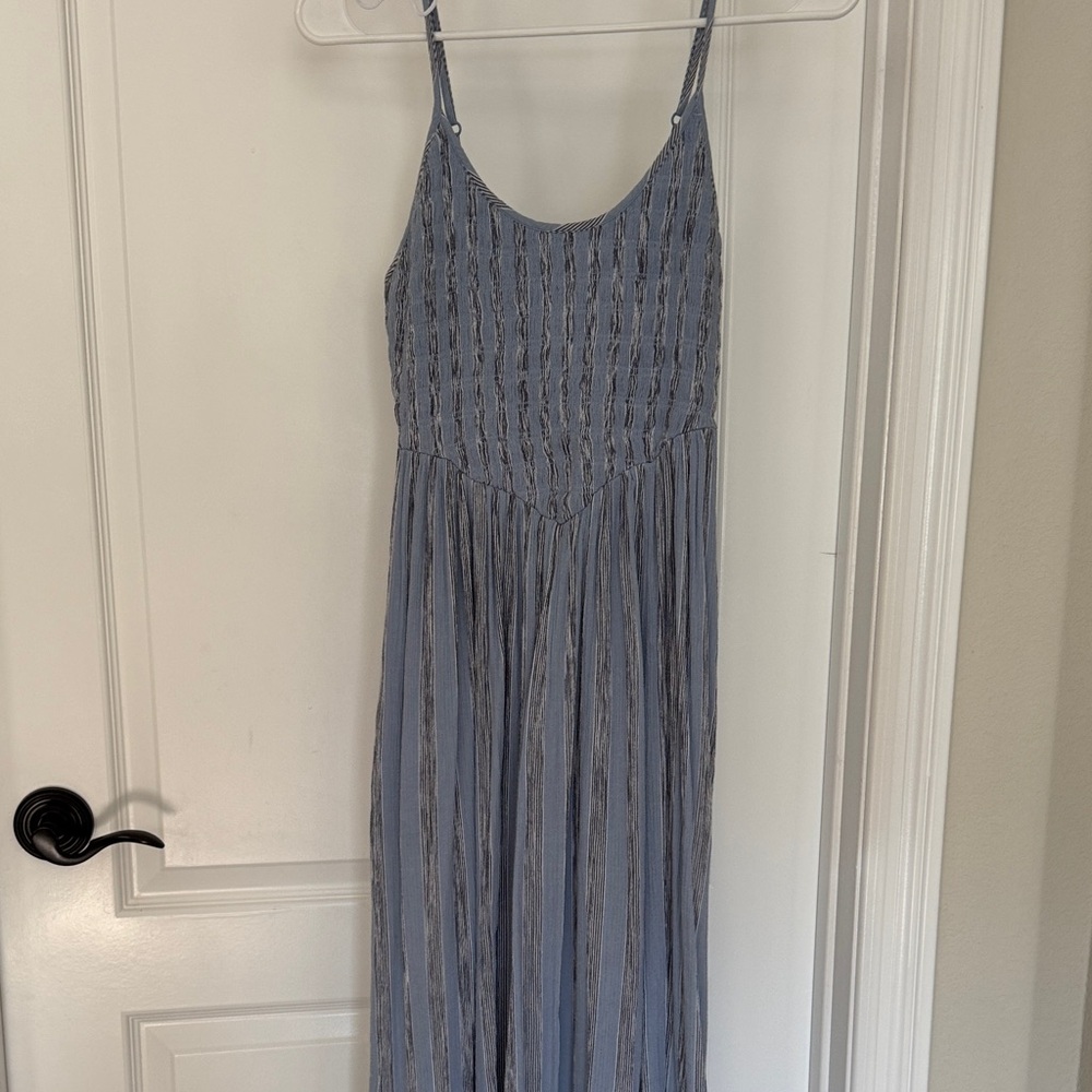 Aerie Blue and Gray Striped Maxi Dress